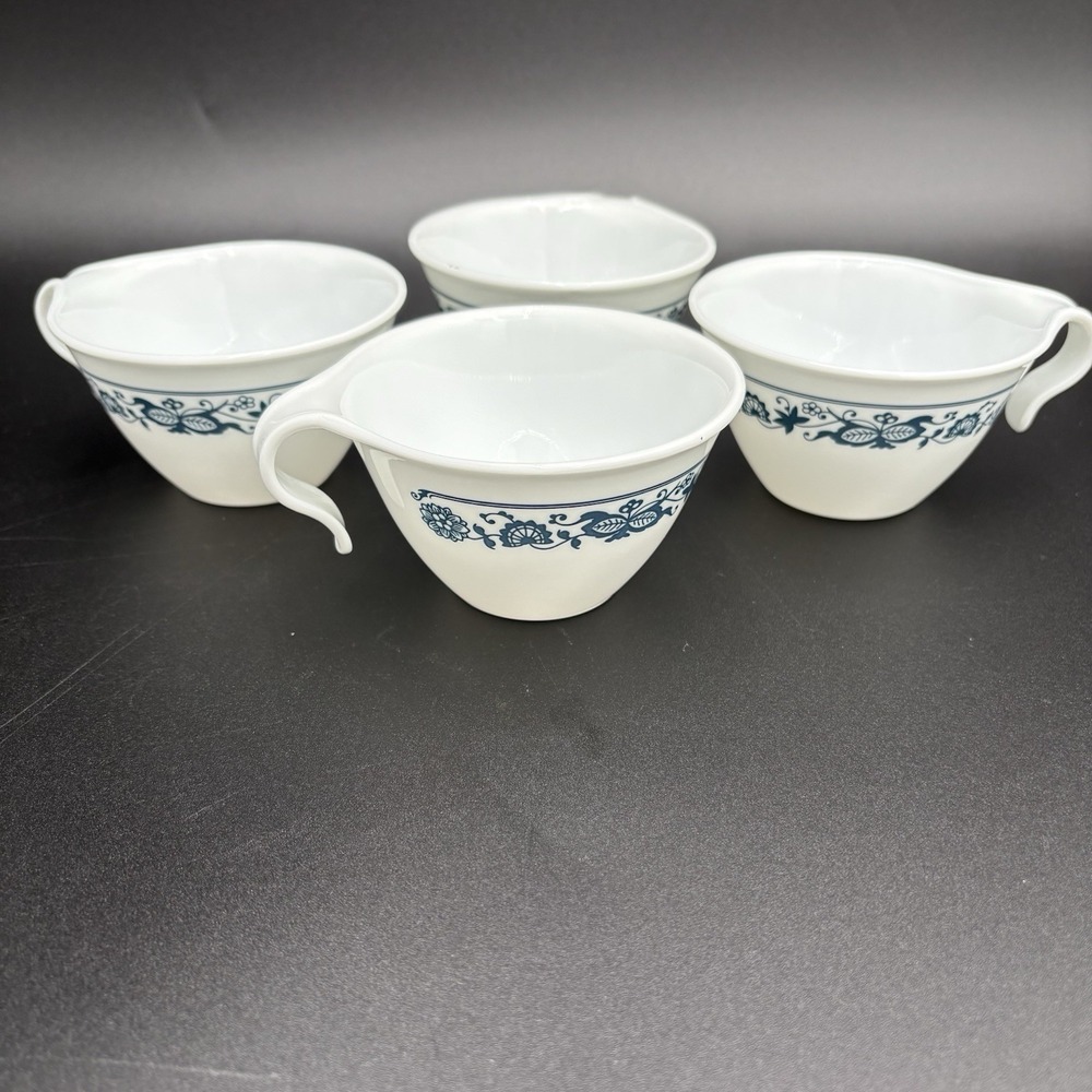 4 Pieces Vintage Corning Corelle Old Town Blue Onion‎ Coffee Tea Cup Open Hook